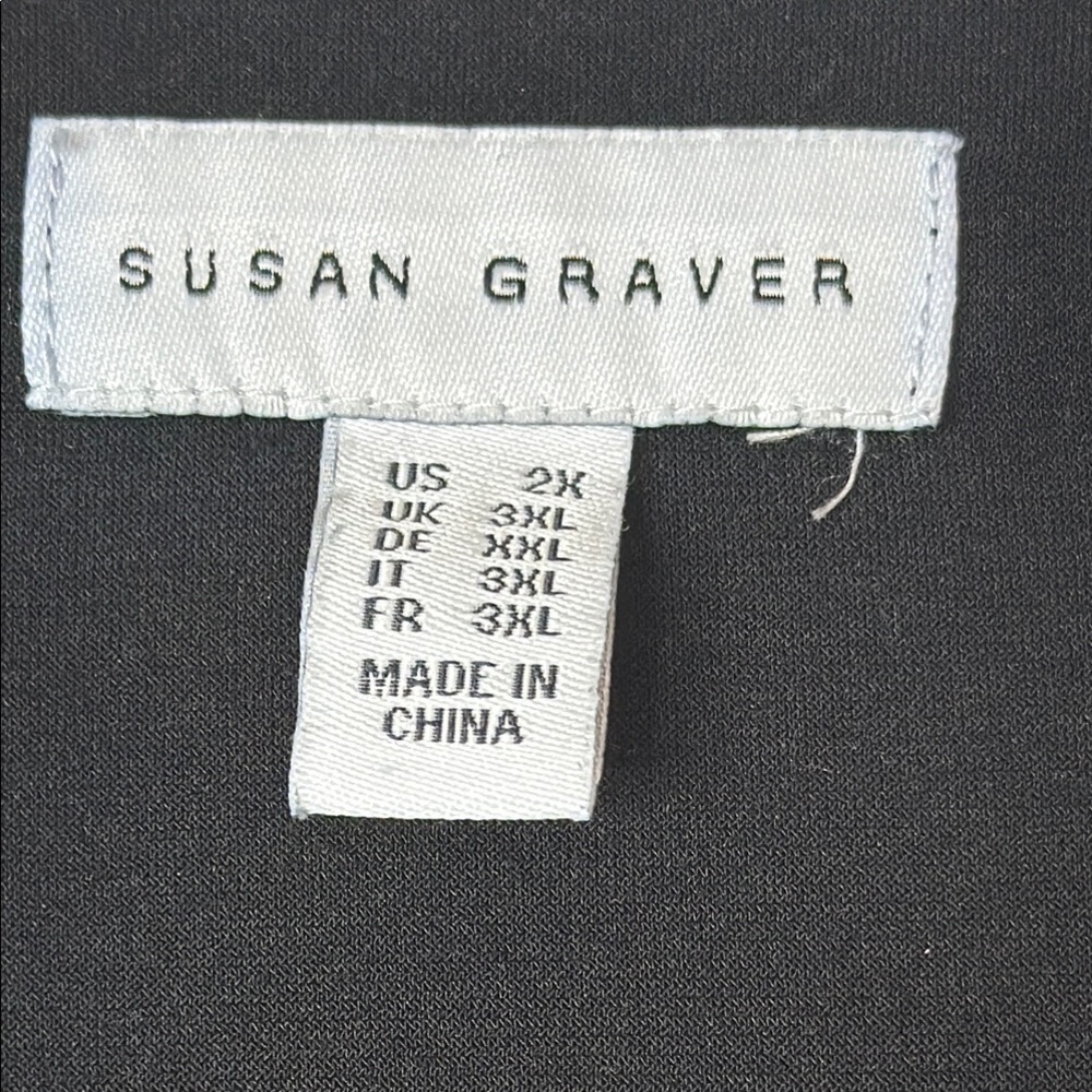 Susan Graver Black and Gray Sequin Long Sleeve Blouse - Picture 8 of 9